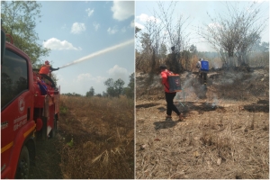 ระงับเหตุเพลิงเหตุไฟไหม้ในพื้นที่คุ้มแดนดี บ้านคำปะโอ๊ะ หมู่ที่ 2