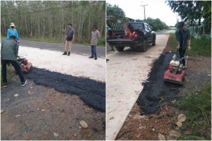 ซ่อมแซมพื้นทางเข้าหน้าโรงพยาบาลส่งเสริมสุขภาพตำบลตากแดด